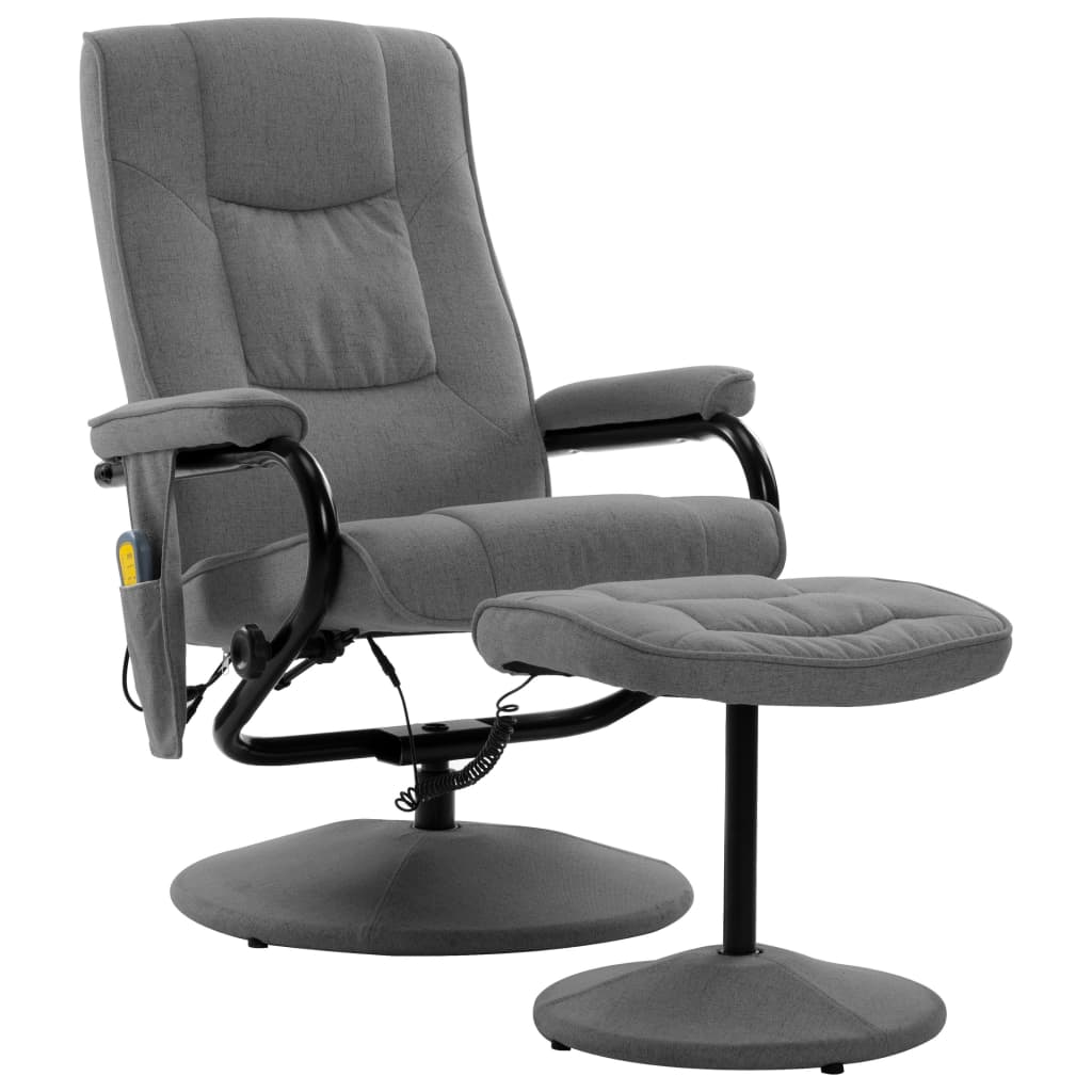 Massage Recliner With Footrest Light Gray Fabric Gre 322339