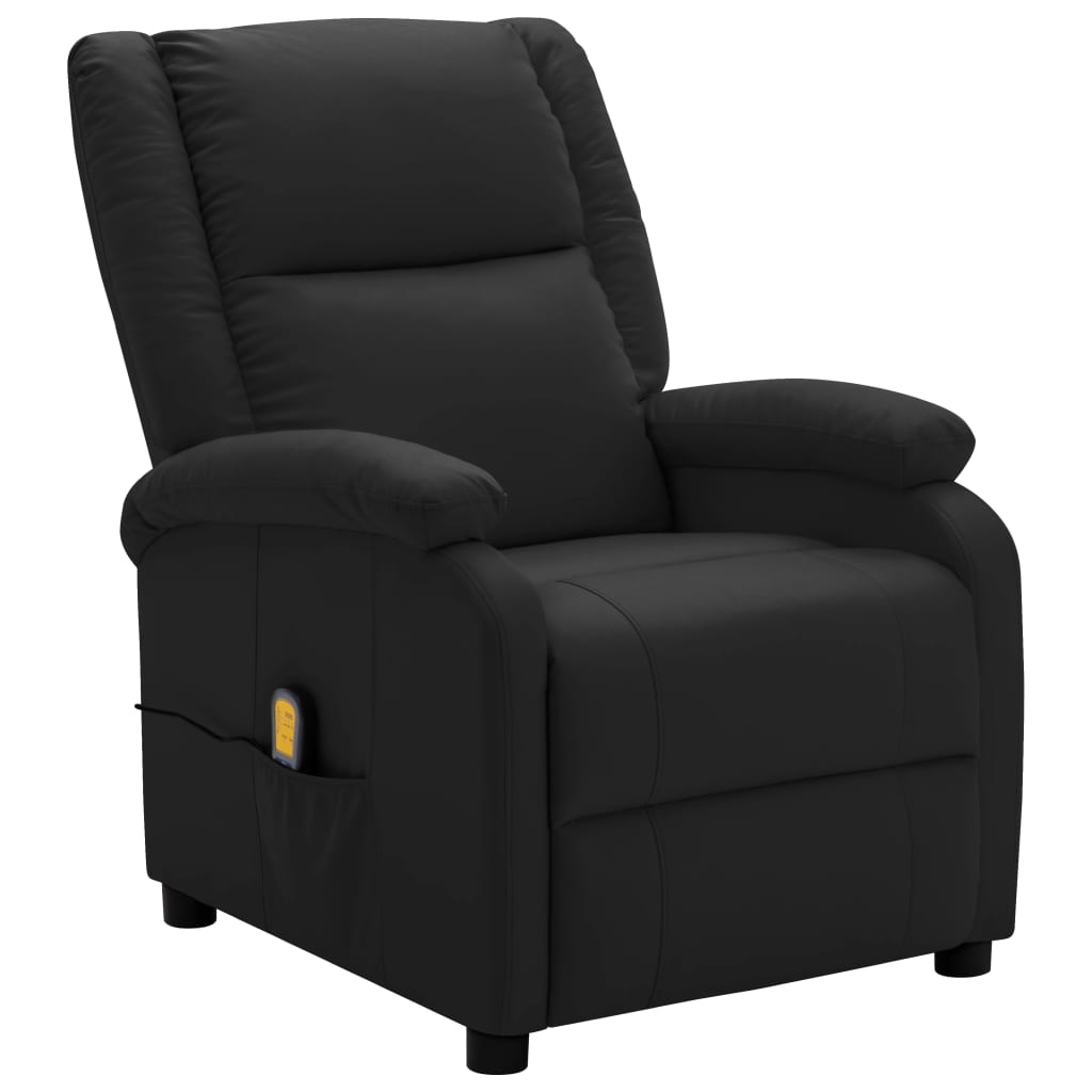 Massage Chair Faux Leather Black 322429