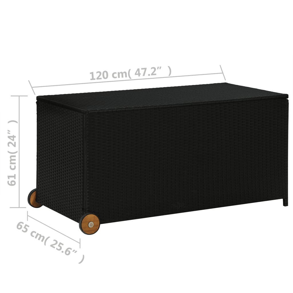 Patio Storage Box Poly Rattan Black 310089