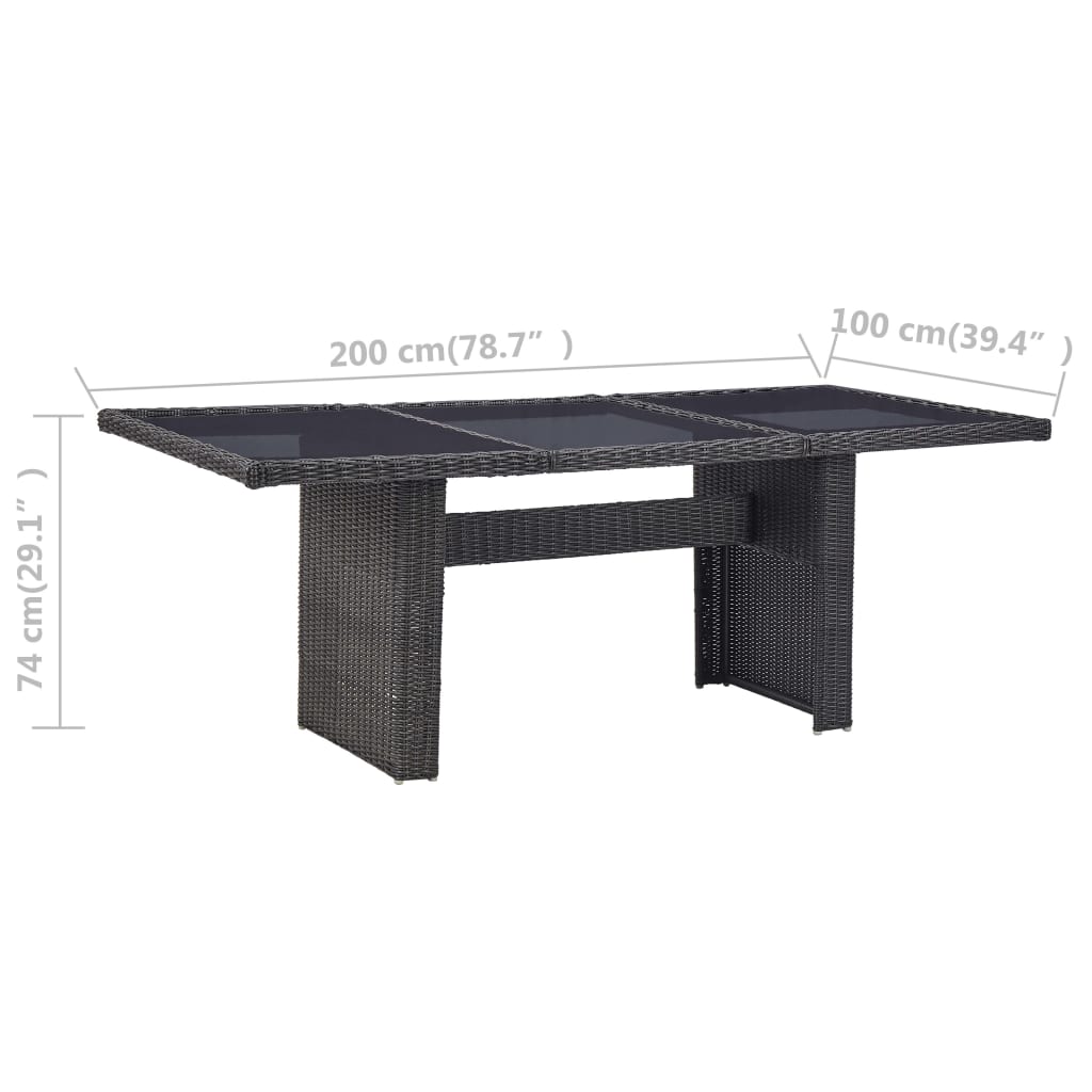 Patio Dining Table Glass And Poly Rattan Brown 310141