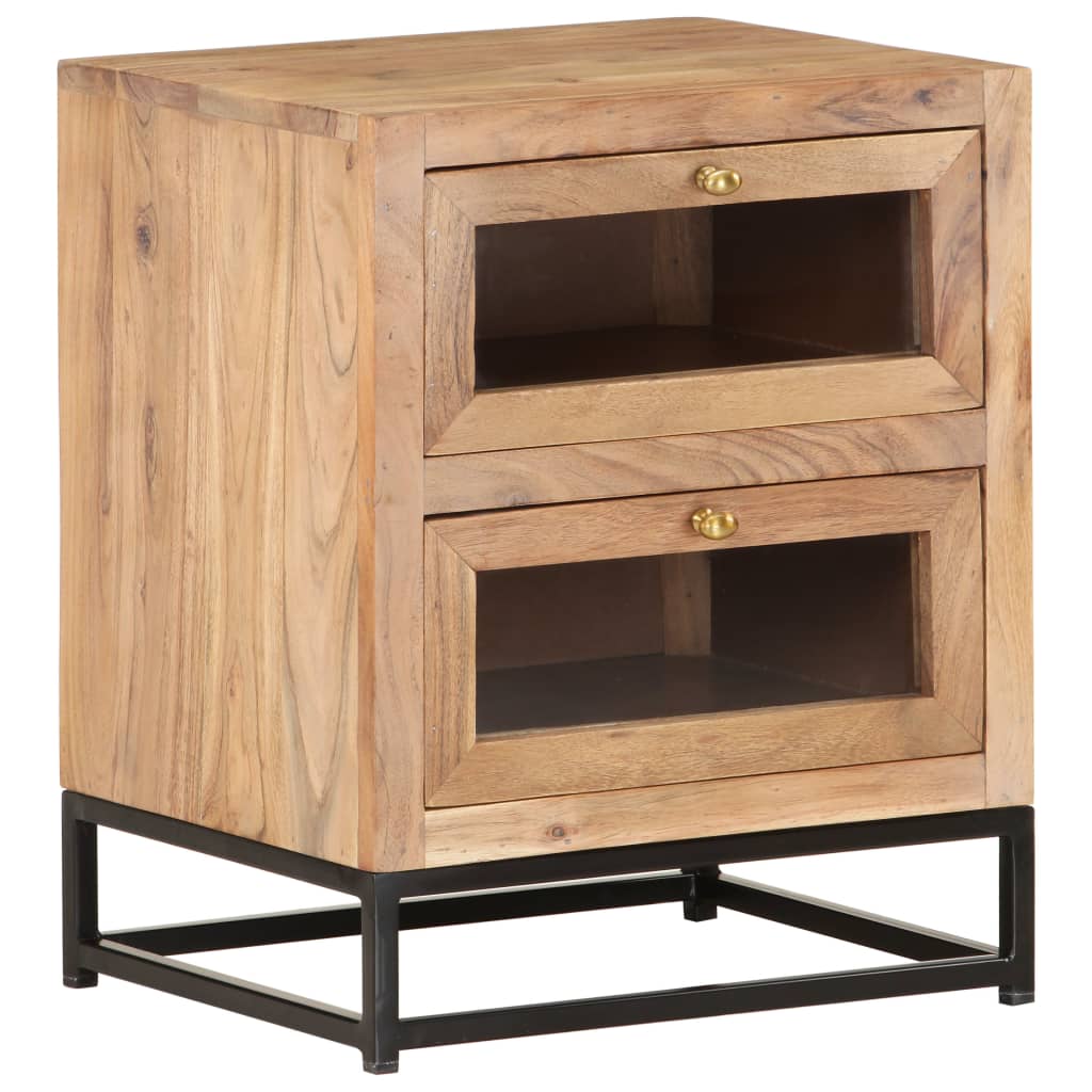 Bedside Cabinet Gray Solid Acacia Wood Grey 323501