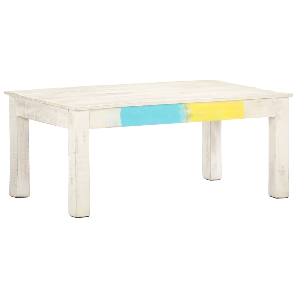 Coffee Table Solid Mango Wood White 323555