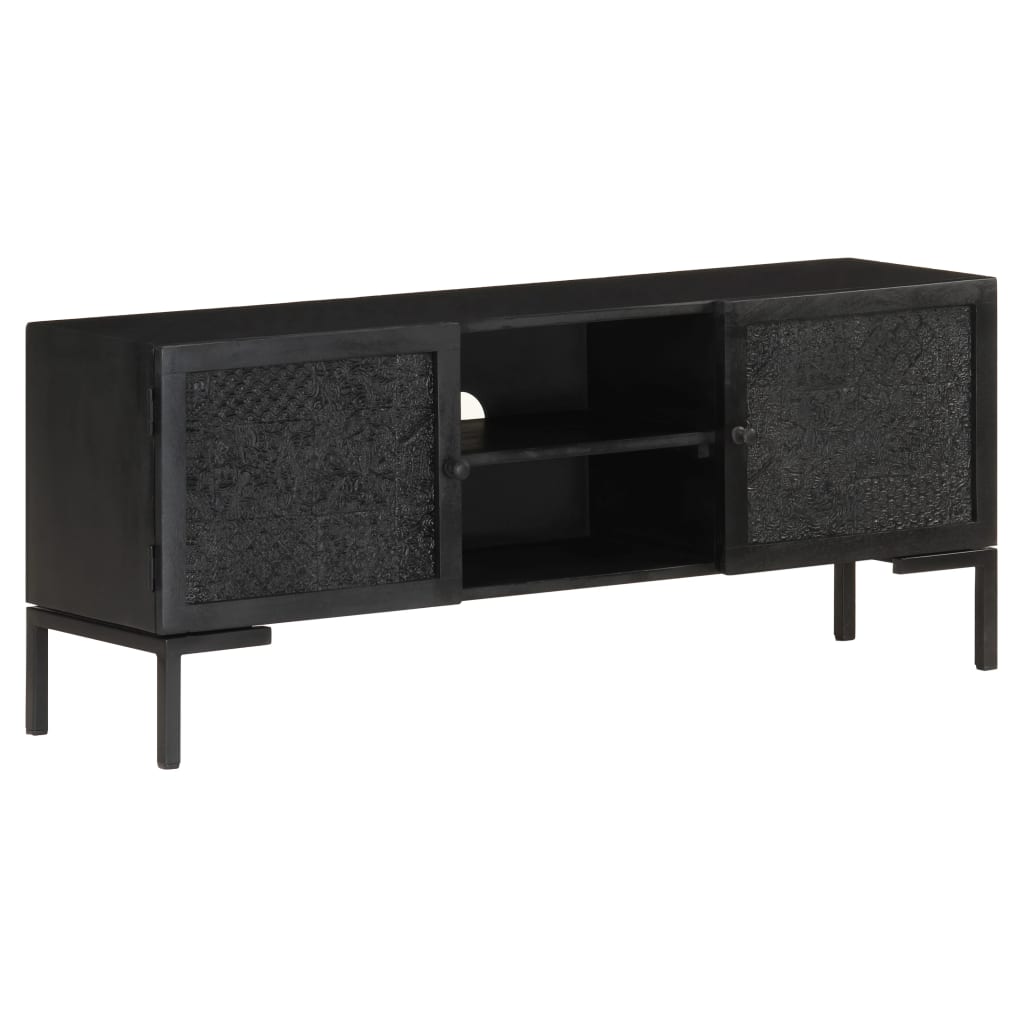 Tv Cabinet Solid Mango Wood Black 323577