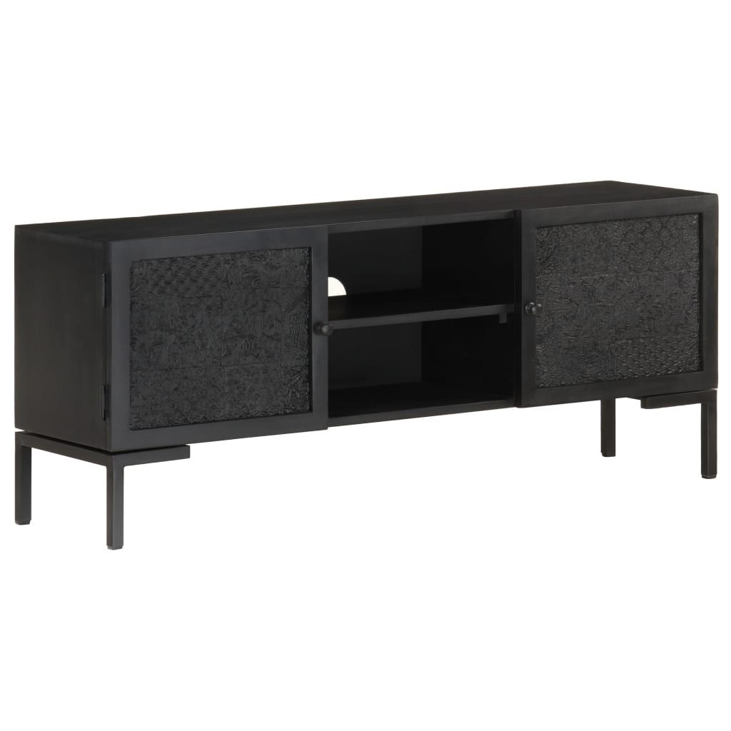 Tv Cabinet Solid Mango Wood Black 323577