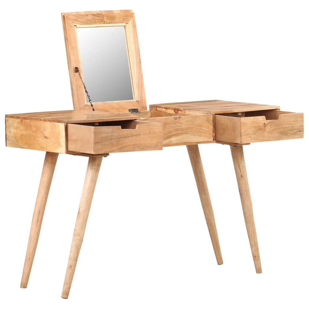 Dressing Table With Mirror Solid Acacia Wood Brown 323590