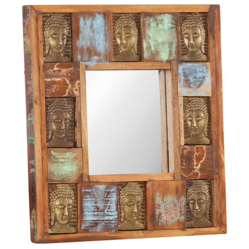Mirror With Buddha Cladding Solid Reclaimed Wood Bro 321813