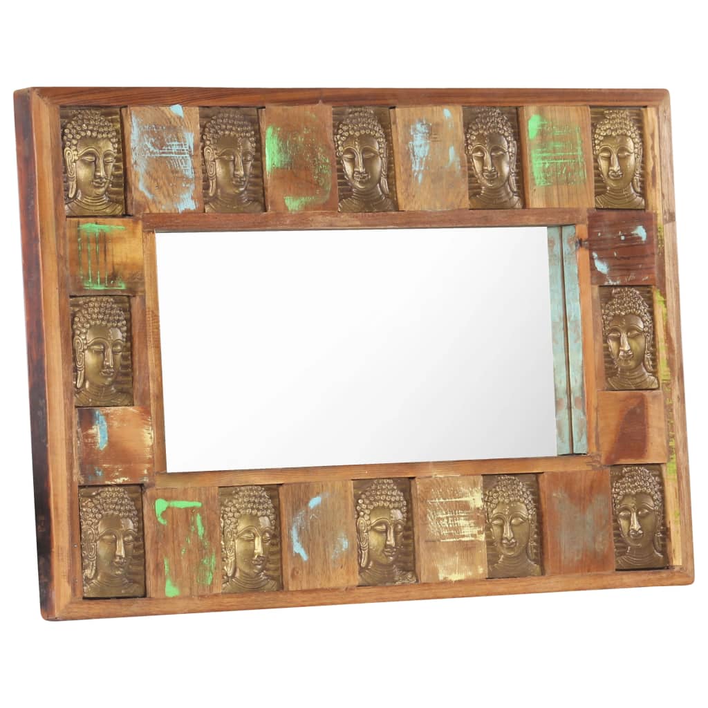 Mirror With Buddha Cladding Solid Reclaimed Wood Bro 321813