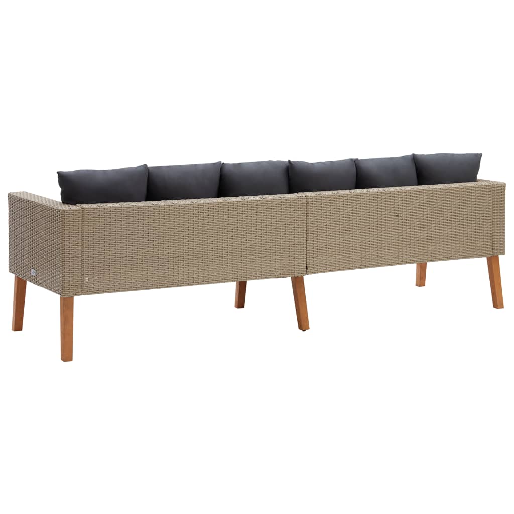 Seater Patio Sofa With Cushions Poly Rattan Beige 310213