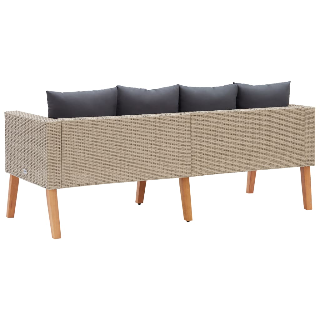 Seater Patio Sofa With Cushions Poly Rattan Beige 310213