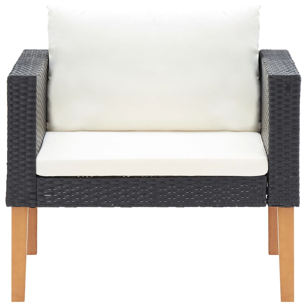 Single Patio Sofa With Cushions Poly Rattan Black 310220
