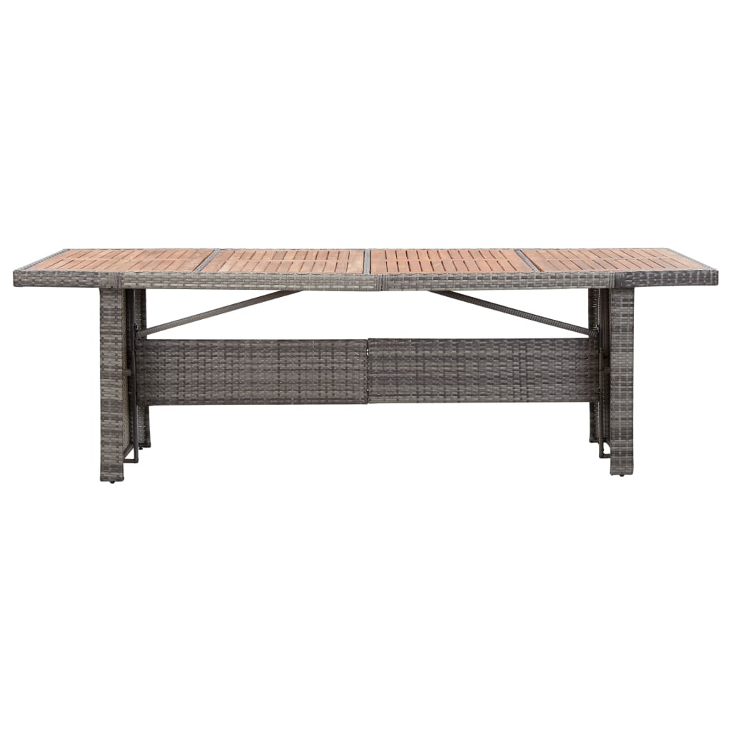 Patio Table Poly Rattan And Solid Acacia Wood Brown 310070
