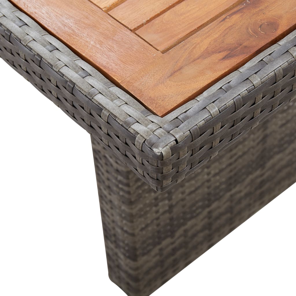 Patio Table Poly Rattan And Solid Acacia Wood Brown 310070