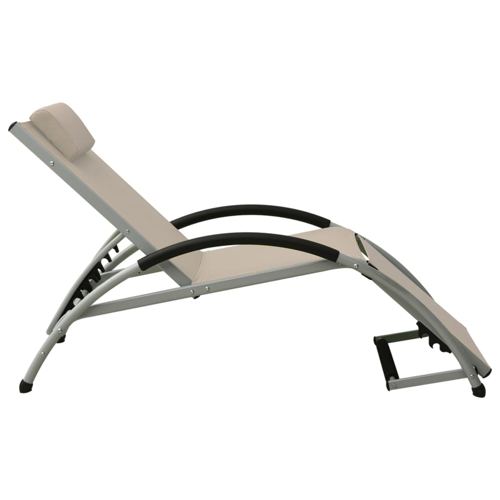 Sun Lounger With Pillow Textilene Taupe 310531