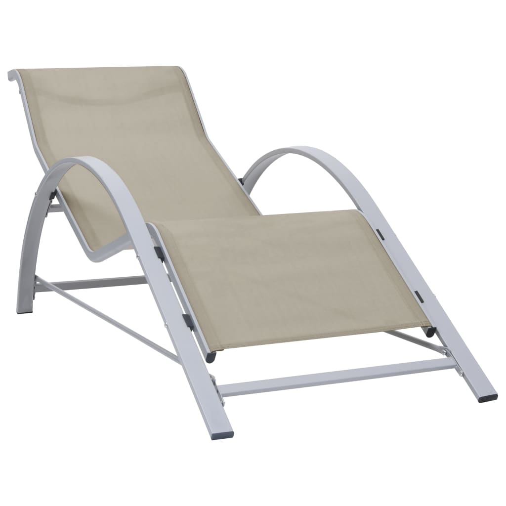 Sun Lounger With Pillow Textilene Taupe 310531