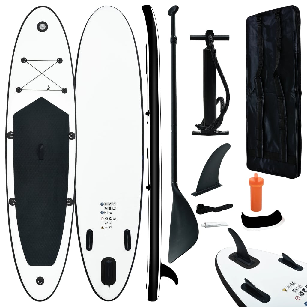 Inflatable Stand Up Paddleboard Set And White Black 92727