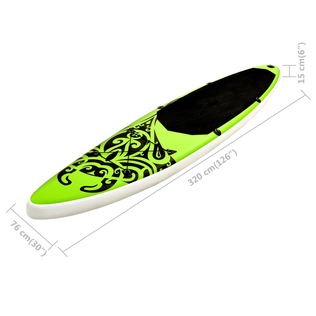 Inflatable Stand Up Paddleboard Set Green 92740