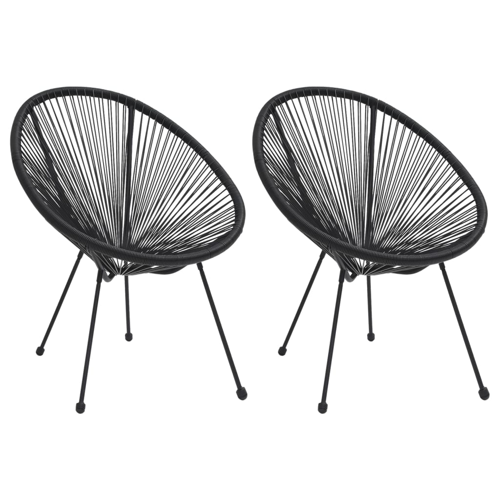 Patio Chairs Rope Rattan Black 312160