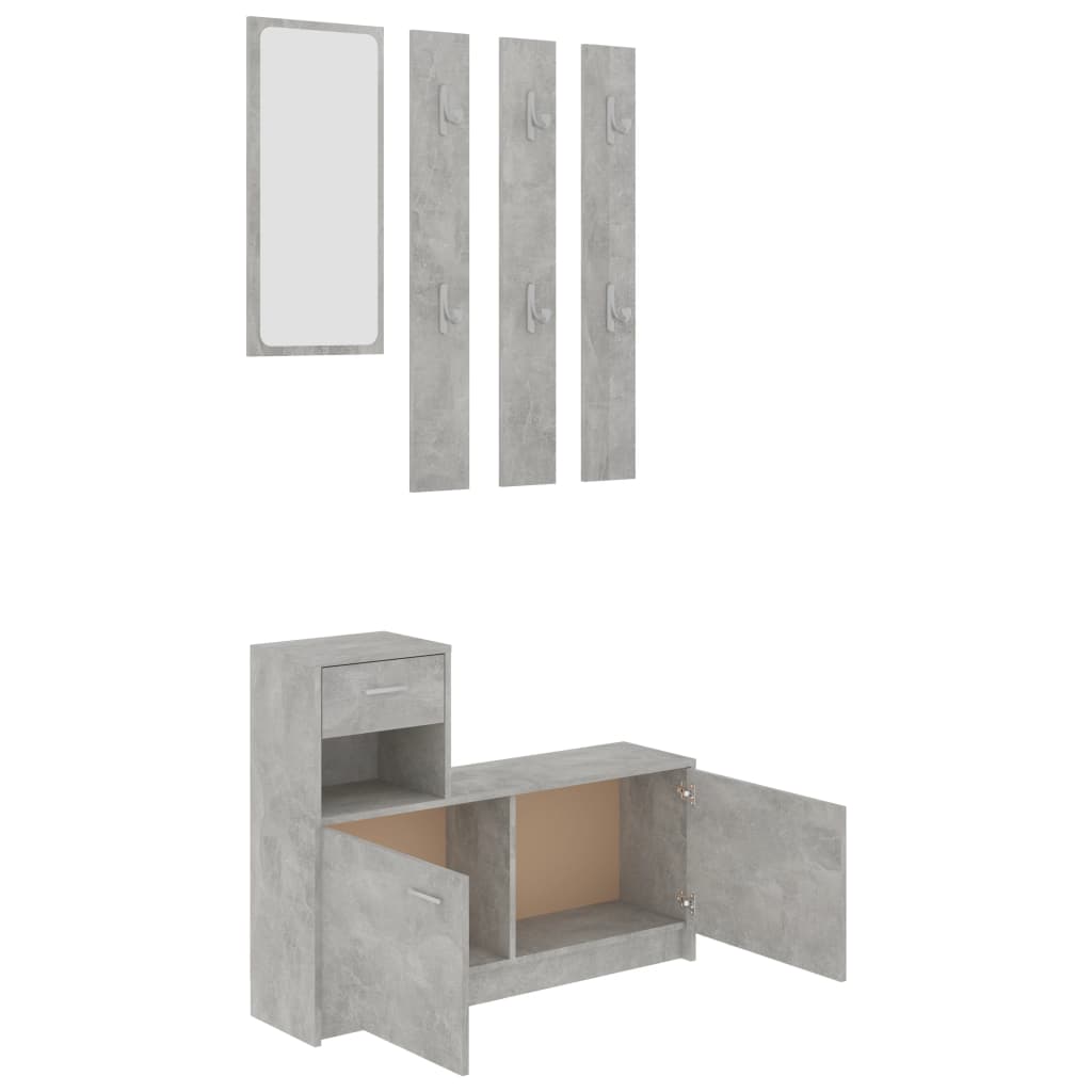 Hallway Furniture Set Concrete Gray Grey 3056490