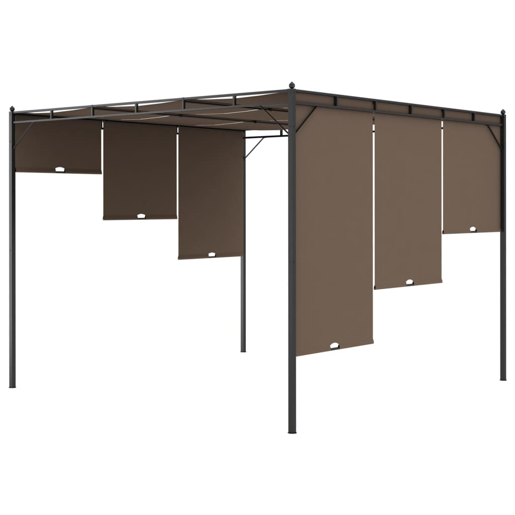 Garden Gazebo With Side Curtain Taupe 312263