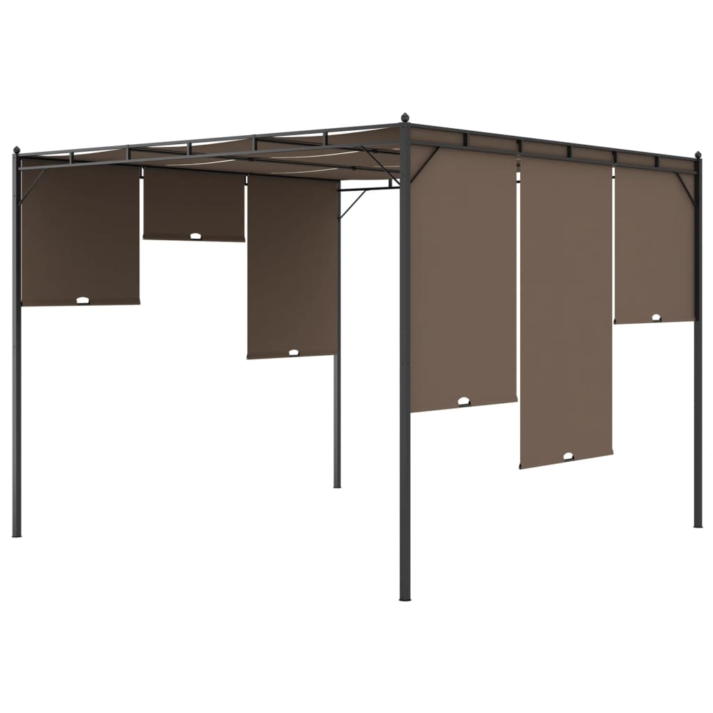 Garden Gazebo With Side Curtain Taupe 312263