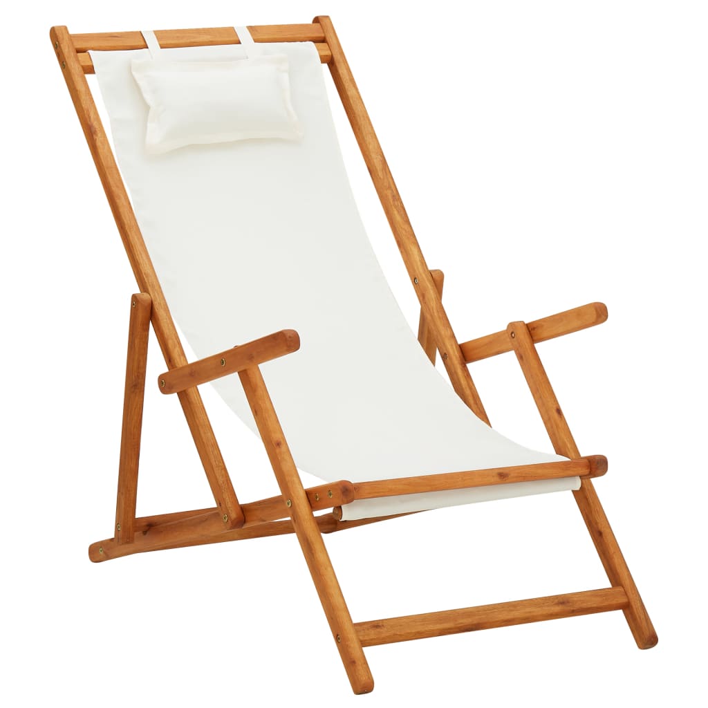 Folding Beach Chair Solid Eucalyptus Wood And Fabric 310311