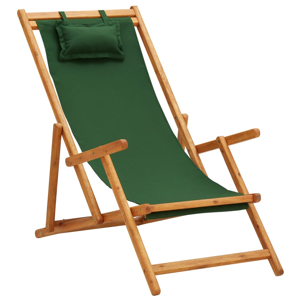 Folding Beach Chair Solid Eucalyptus Wood And Fabric 310311