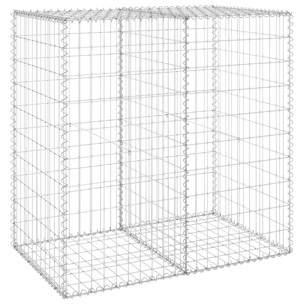 Gabion Wall With Covers Galvanized Steel Silver 147811