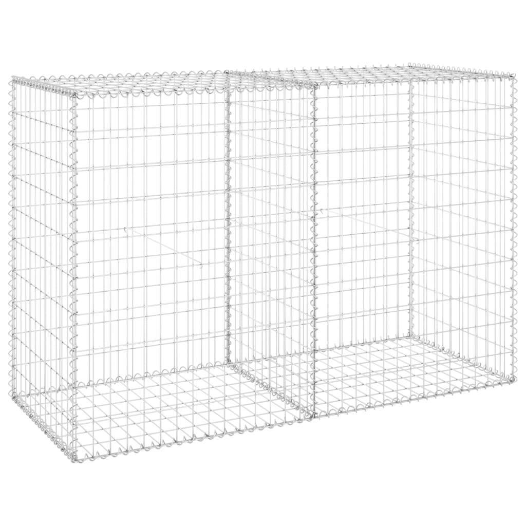 Gabion Wall With Covers Galvanized Steel Silver 147811