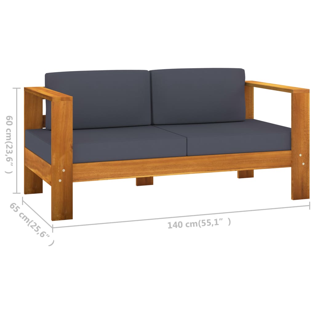Patio Sofa With Cushion Solid Acacia Wood Cream Whit 310632
