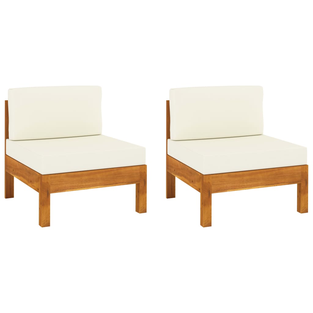 Patio Lounge Set With Cream White Cushions Acacia Wo 310636