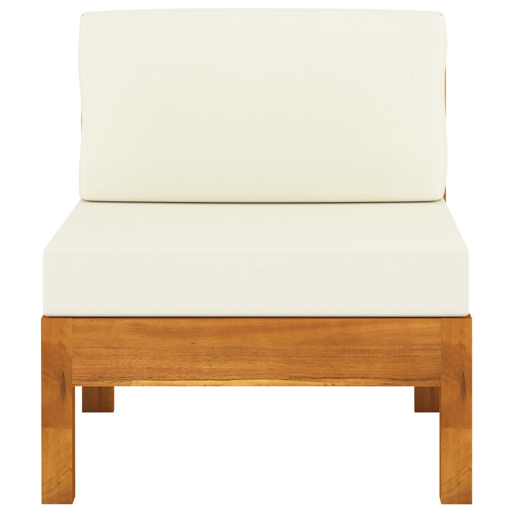 Patio Lounge Set With Cream White Cushions Acacia Wo 310636