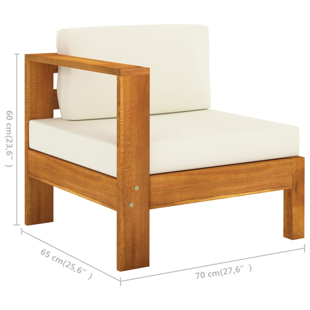 Middle Sofa With Armrest Cream White Solid Acacia Wo 310640