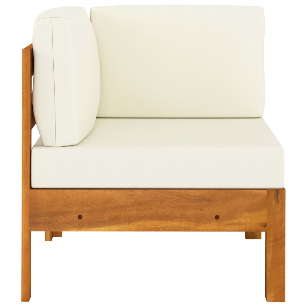 Middle Sofa With Armrest Cream White Solid Acacia Wo 310640