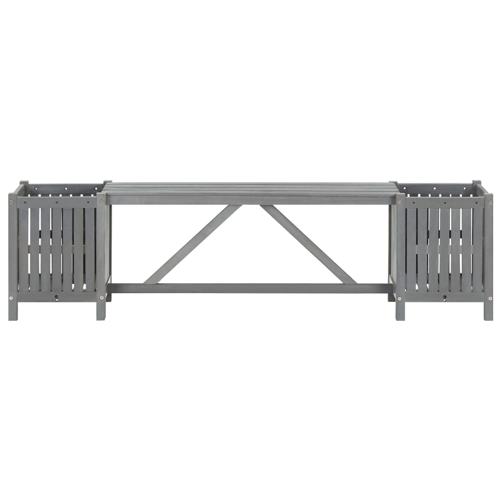 Patio Bench With Planters Solid Acacia Wood Gray Gre 311823