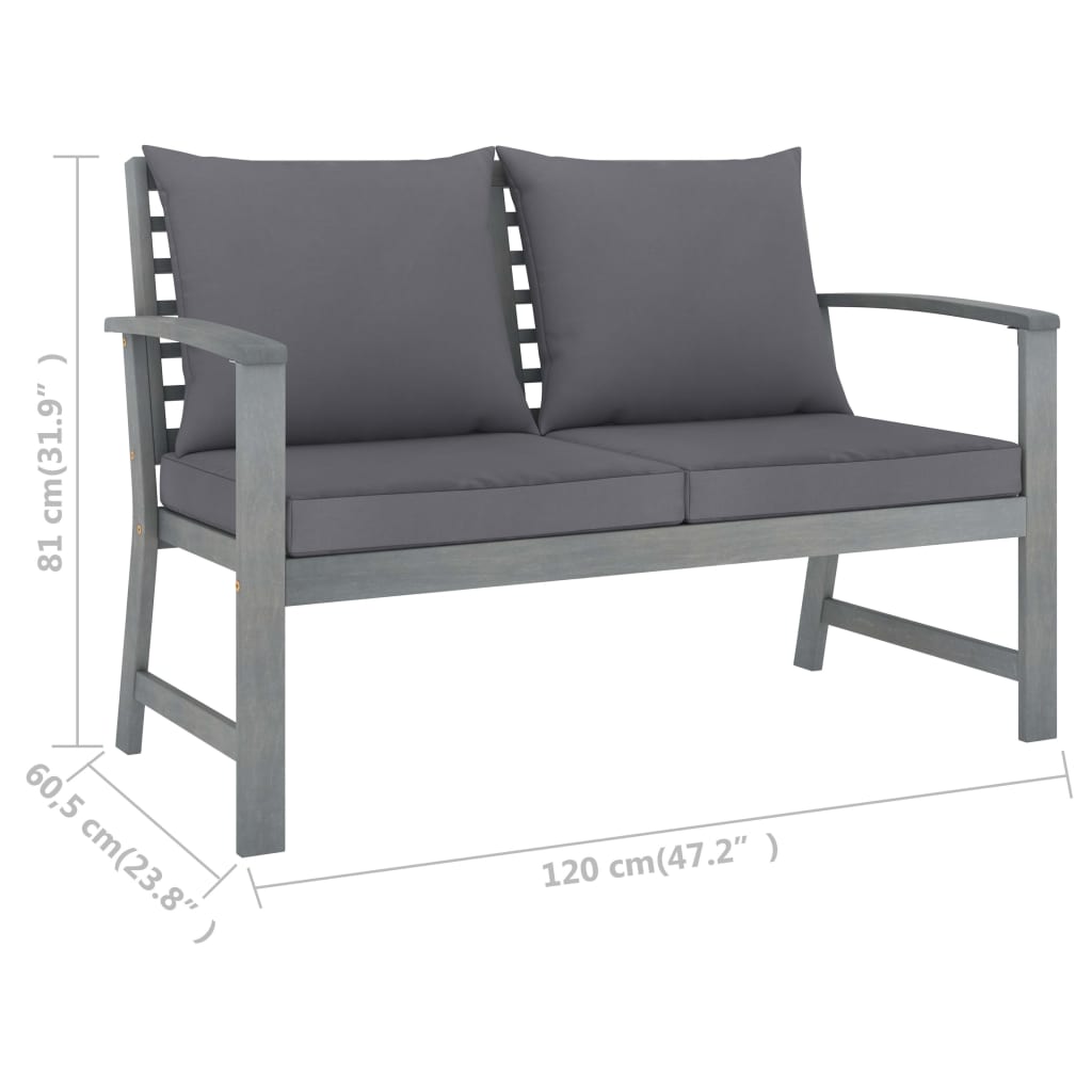 Patio Bench With Planters Solid Acacia Wood Gray Gre 311823