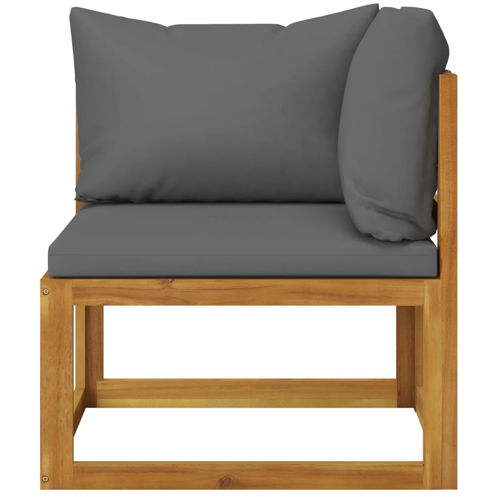 Sectional Corner Sofa Dark Gray Cushion Solid Acacia 311860