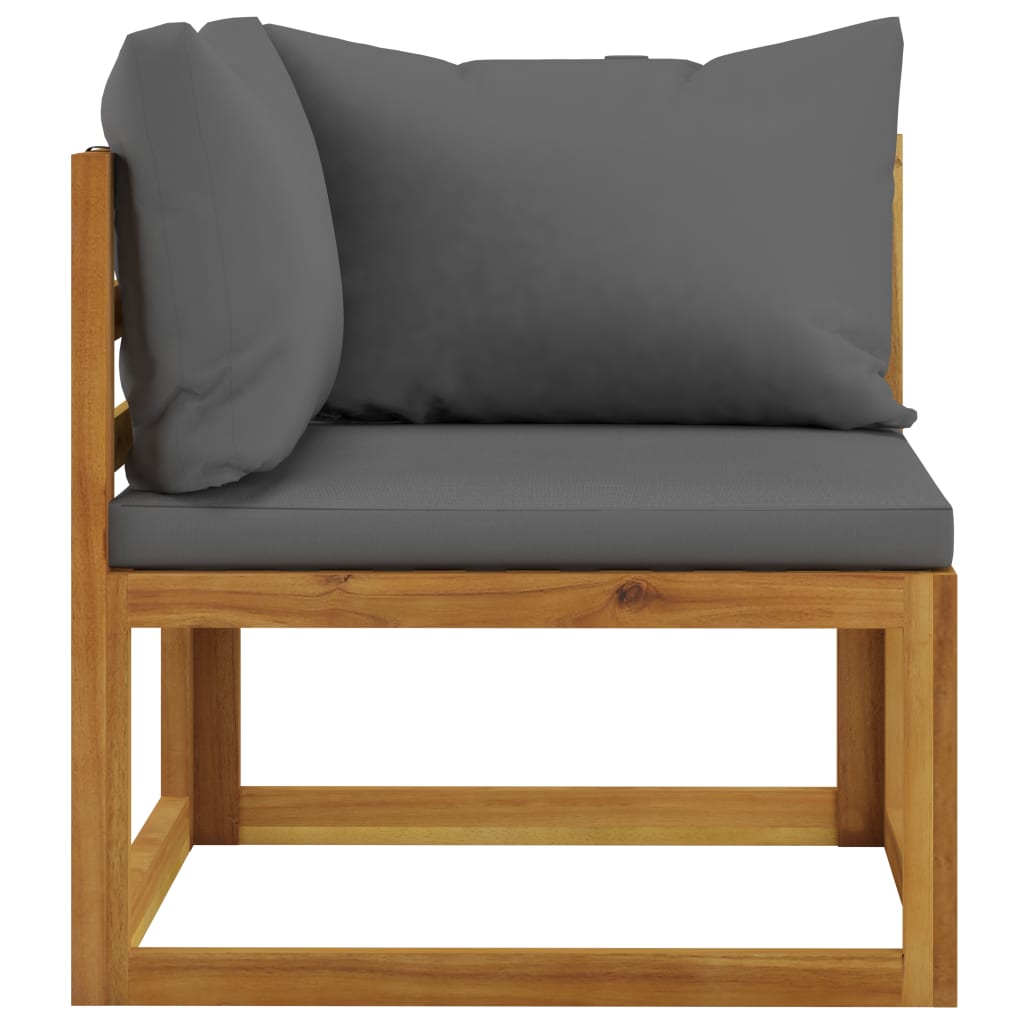Sectional Corner Sofa Dark Gray Cushion Solid Acacia 311860