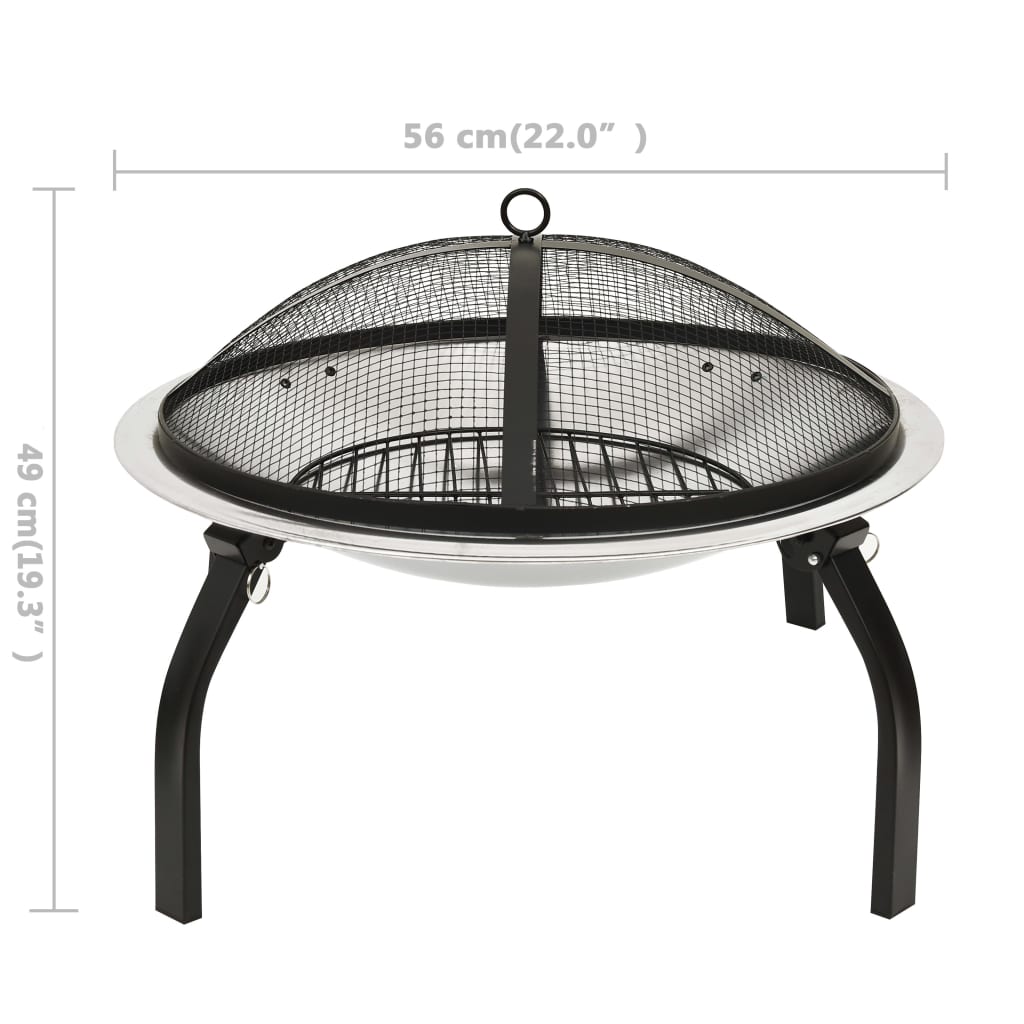 In Fire Pit And Bbq With Poker Steel Black 313350