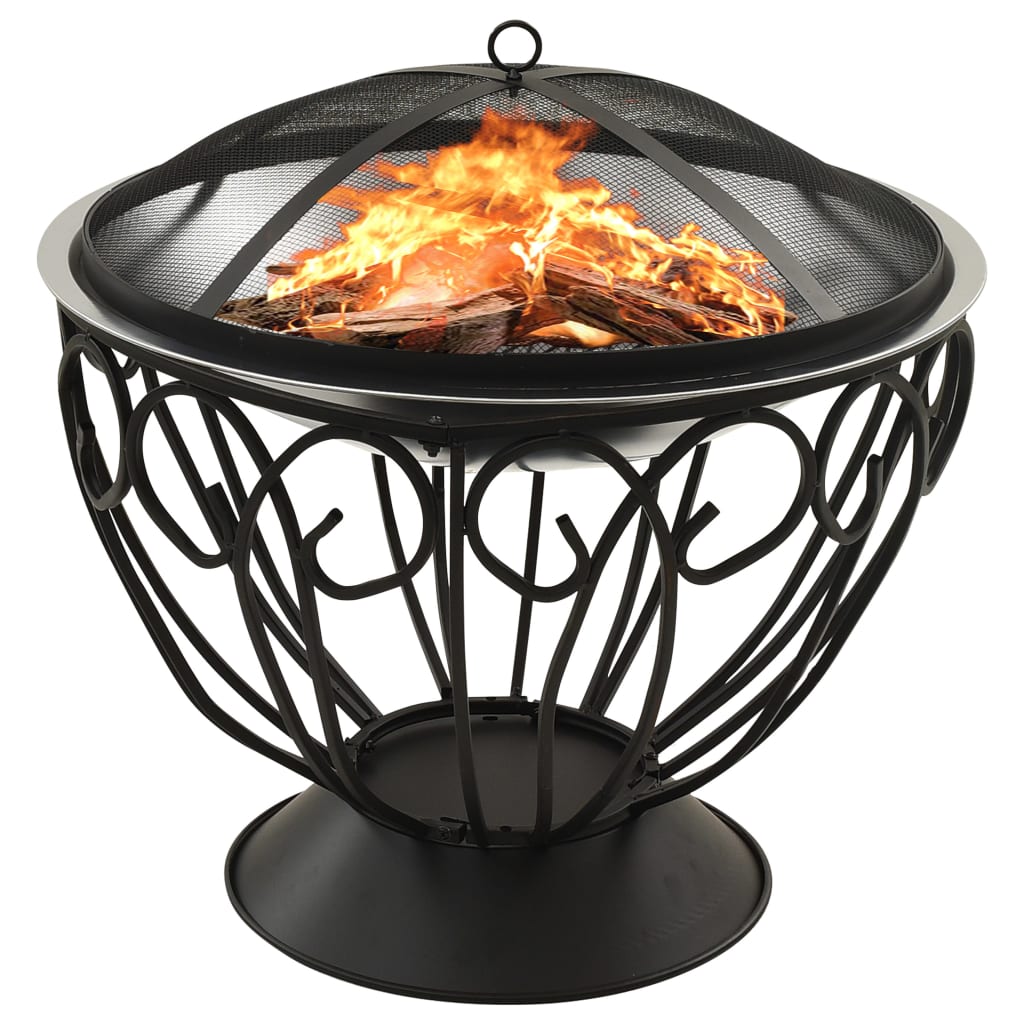 In Fire Pit And Bbq With Poker Stainless Steel Silve 313360