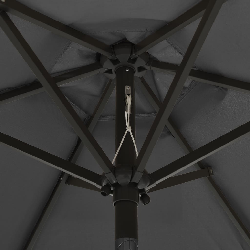 Parasol With Led Lights Sand Aluminum Grey 313557