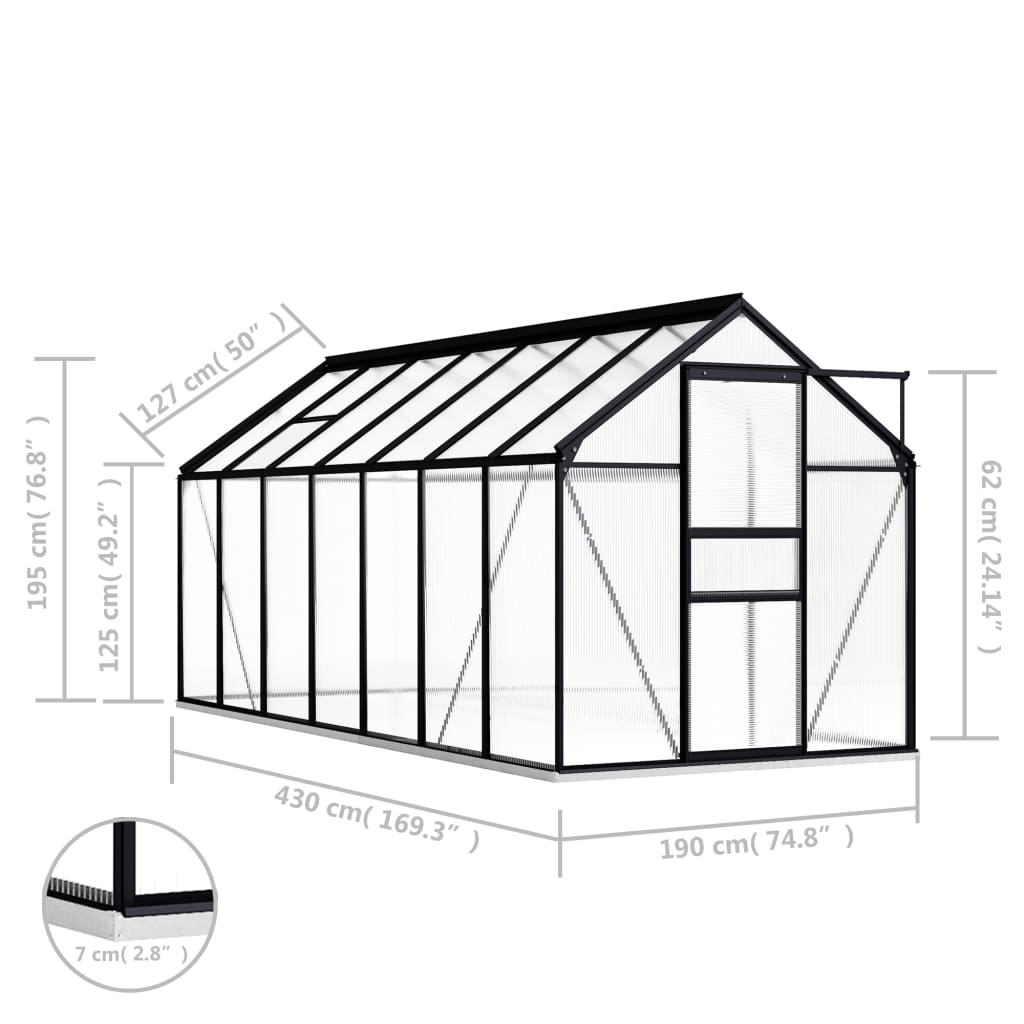 Greenhouse With Base Frame Aluminum Anthracite 312070