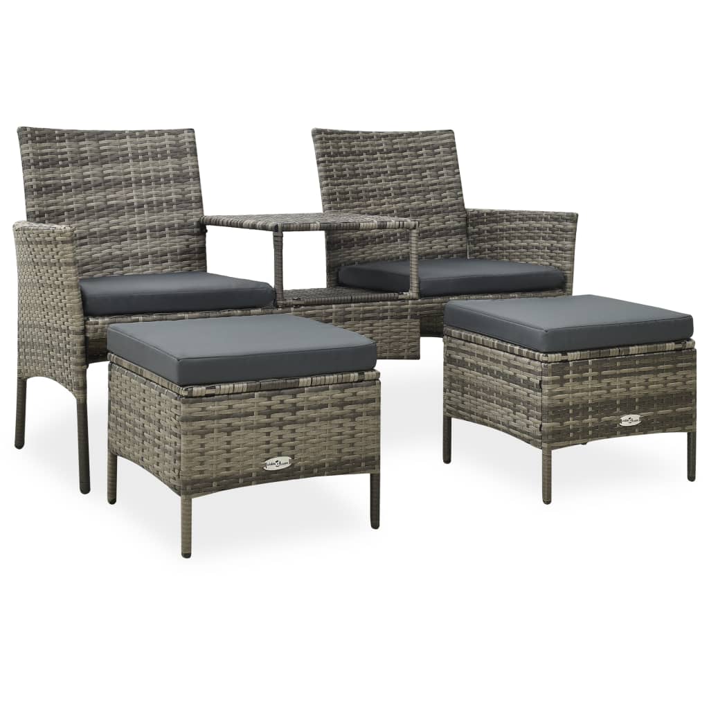 Seater Patio Sofa With Tea Table Stools Poly Rattan 313593