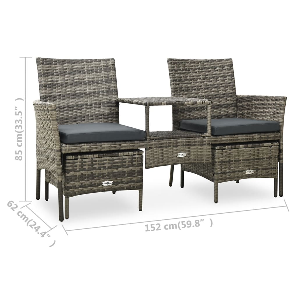 Seater Patio Sofa With Tea Table Stools Poly Rattan 313593