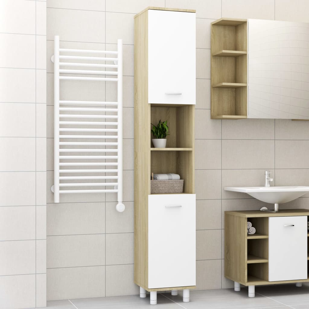 Bathroom Cabinet And Sonoma Oak White 802620