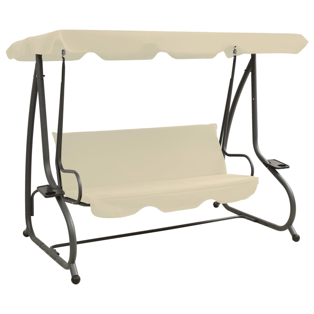 Outdoor Swing Bench With Canopy Sand White 313337