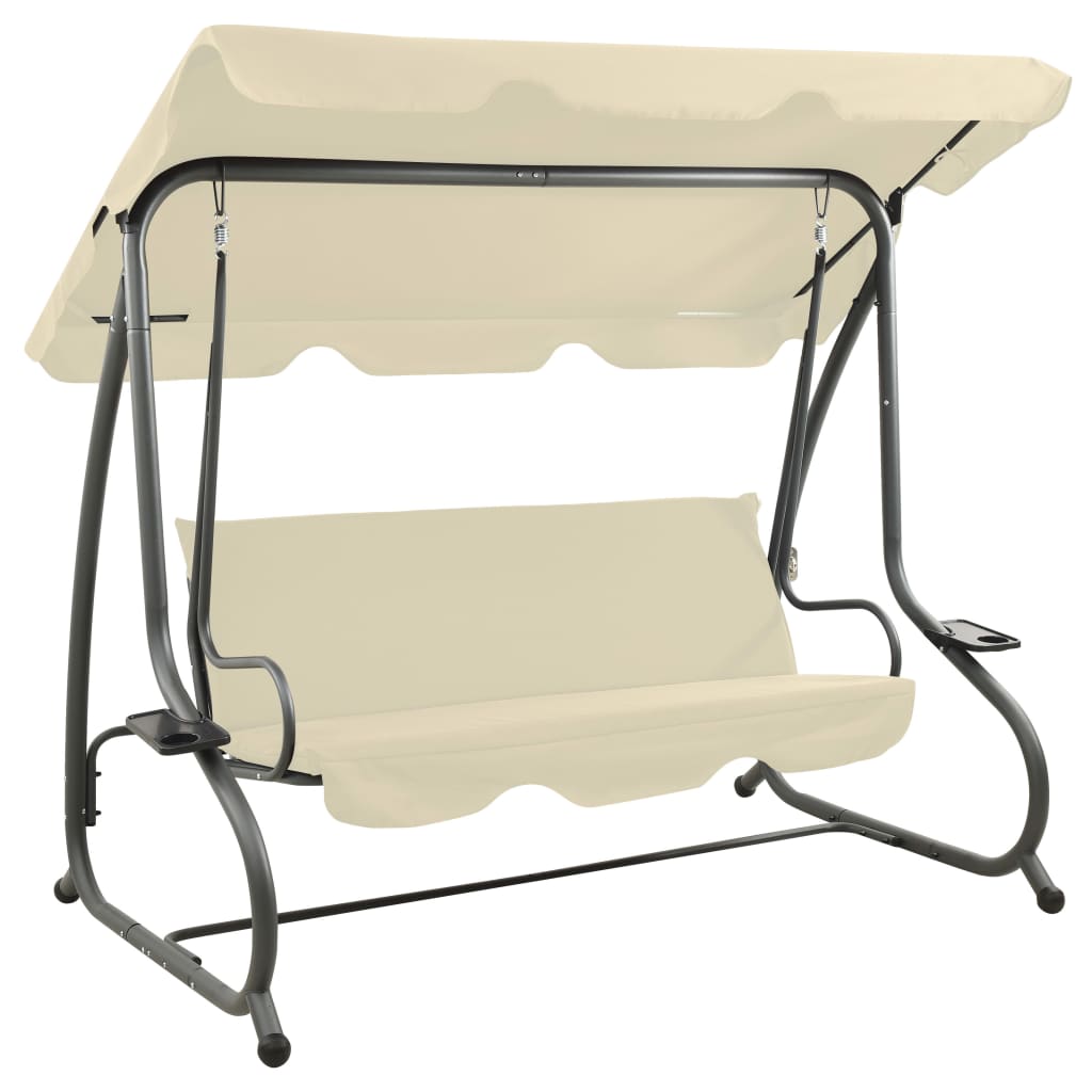 Outdoor Swing Bench With Canopy Sand White 313337