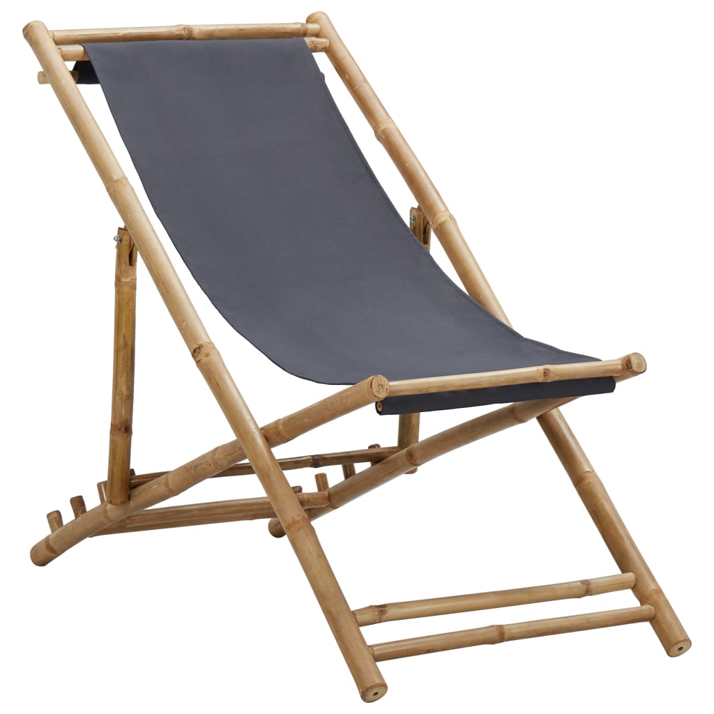Deck Chair Bamboo And Canvas Dark Gray Grey 313018