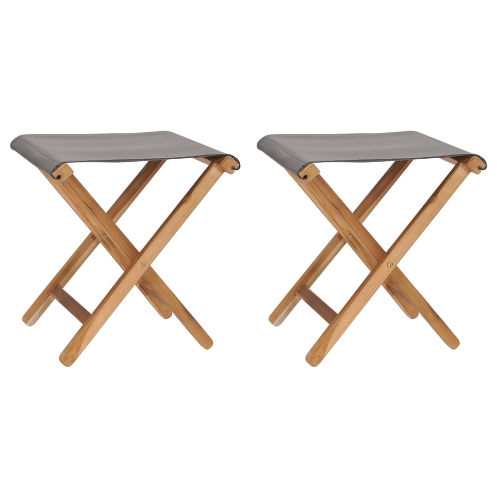 Folding Chairs Solid Teak Wood And Fabric Dark Gray 310670