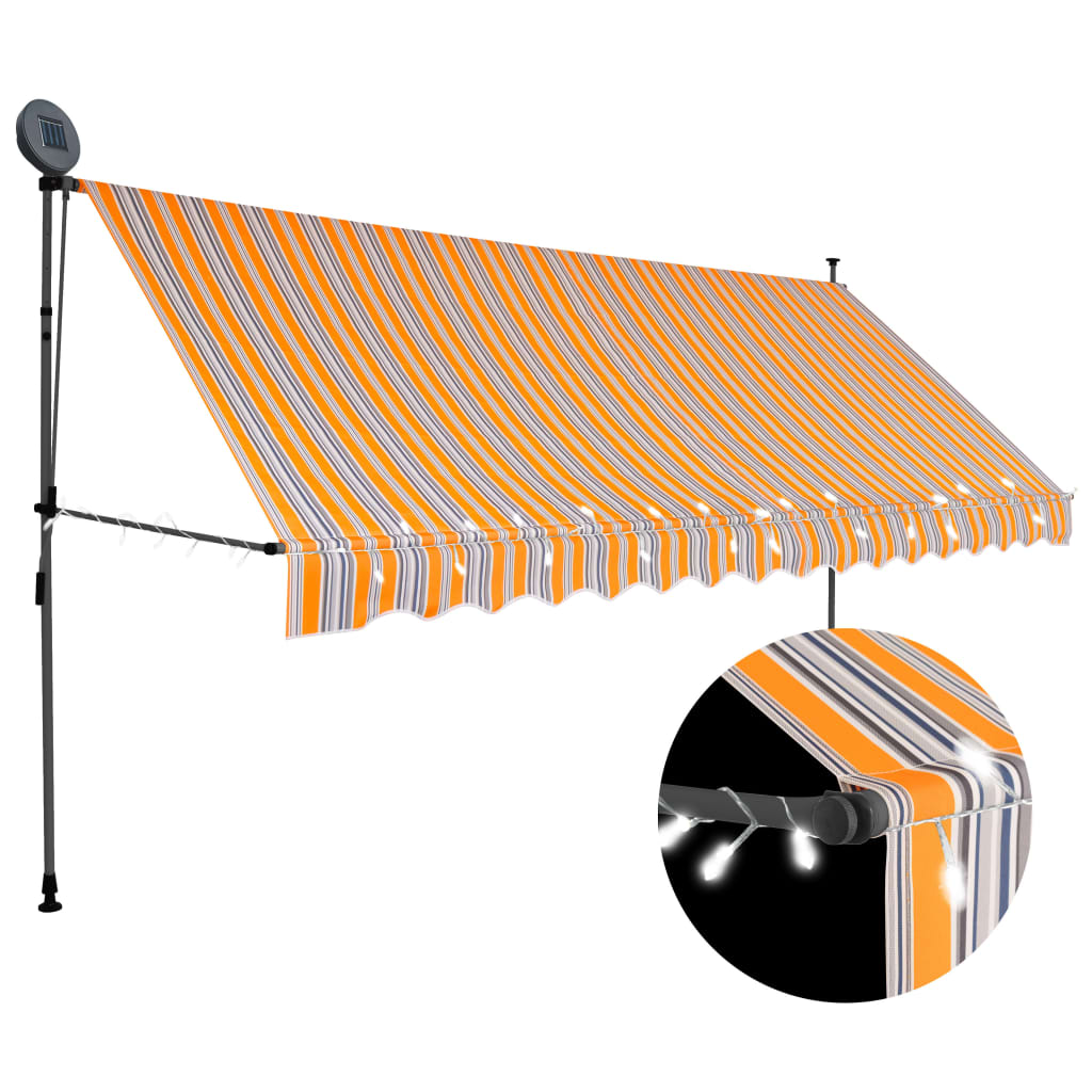 Manual Retractable Awning With Led White And Orange 148082