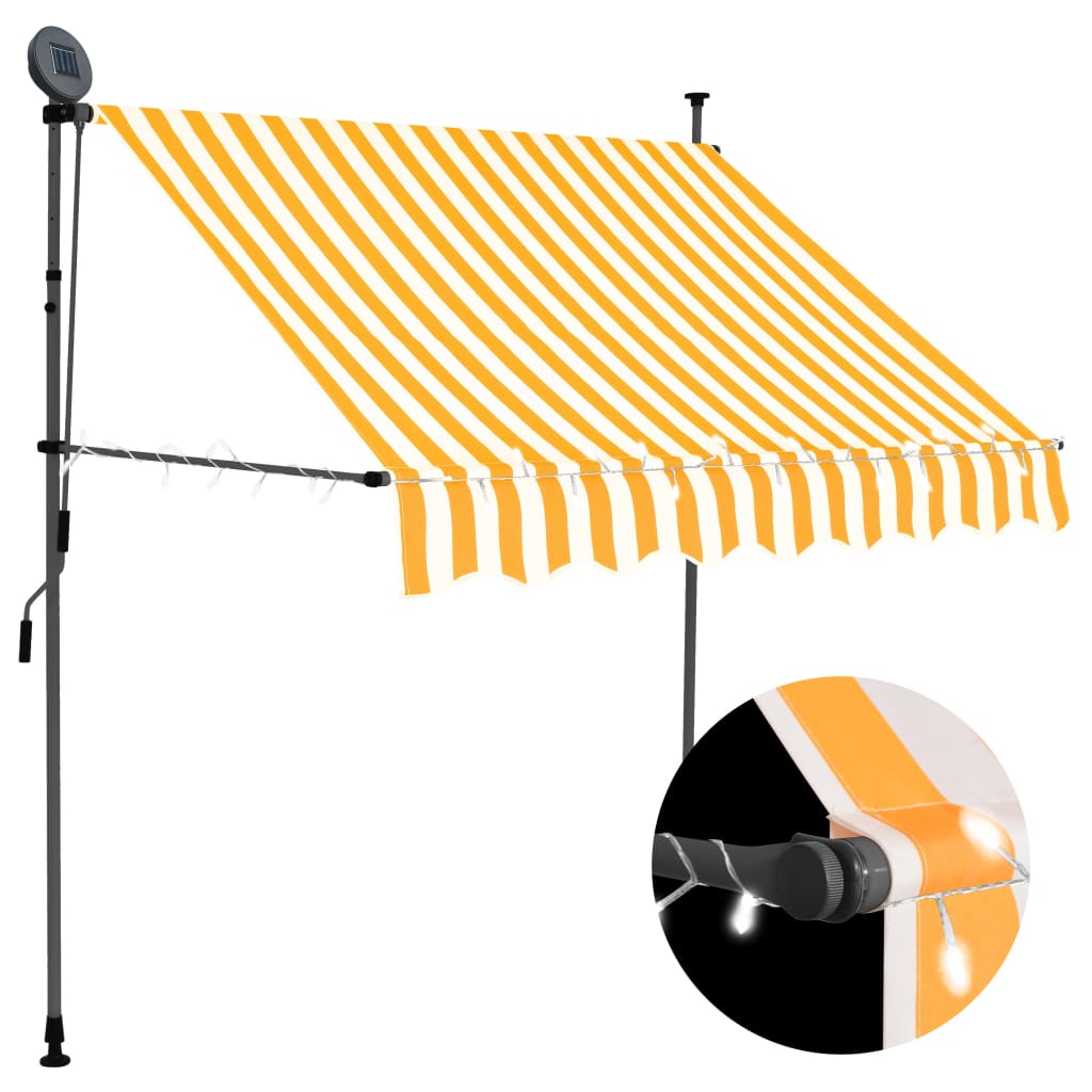 Manual Retractable Awning With Led White And Orange 148082